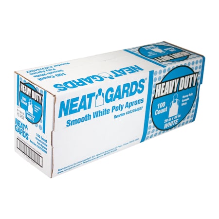 Neatgards Handgards Neatgards Heavy Duty Smooth White Poly Apron, PK100 303764027
